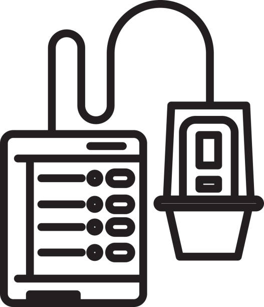 ilustrações, clipart, desenhos animados e ícones de evm-máquina de votação eletrônica com registro de papel verificável (vpr) ícone - urna eletrônica