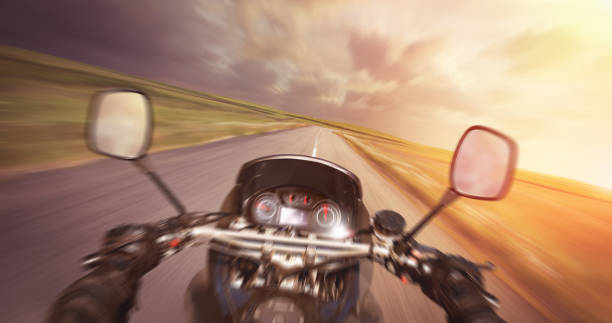 Motorbike going fast on the road