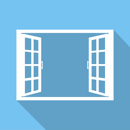 Open window in flat style vector illustration