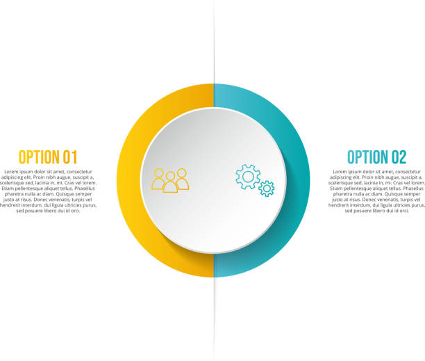 ilustrações de stock, clip art, desenhos animados e ícones de business infograph with icons - round chart template. vector - infographic diagram three dimensional shape data