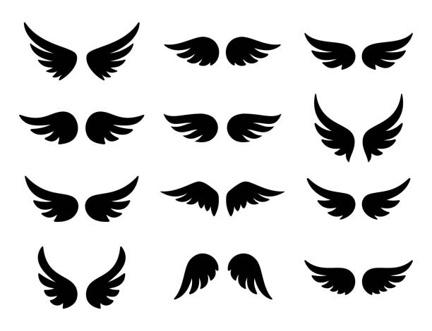 Wings logo set. Vector Wings logo set. Vector illustration wings tattoos stock illustrations