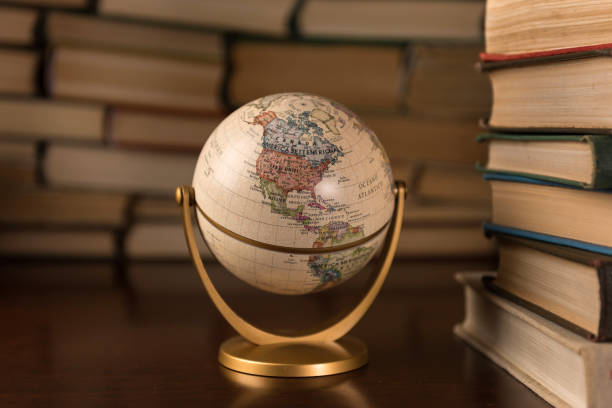 istock globe on the background of books 1136449484