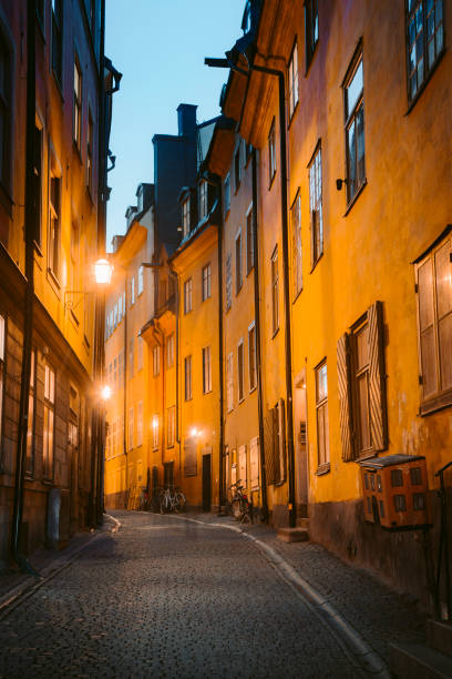 istock Stockholm's Gamla Stan old town district at night, Sweden 1136453155