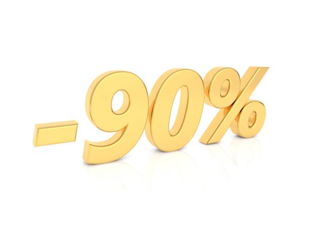 Discount - 90 percent gold numbers on a white background.