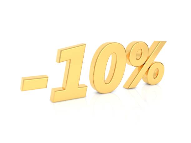 istock Discount -10 percent gold numbers on a white background. 1136457077