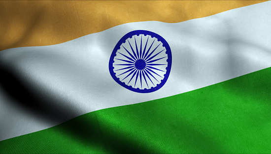 3D Illustration of a waving flag of India