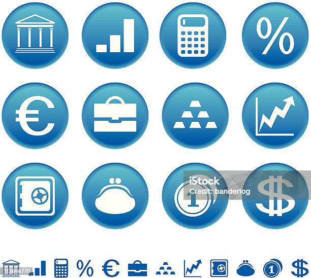 Banken Finanzen Symbole Stock Vektor Art und mehr Bilder von Euro-Symbol - Euro-Symbol, Münzbeutel, Aktenmappe