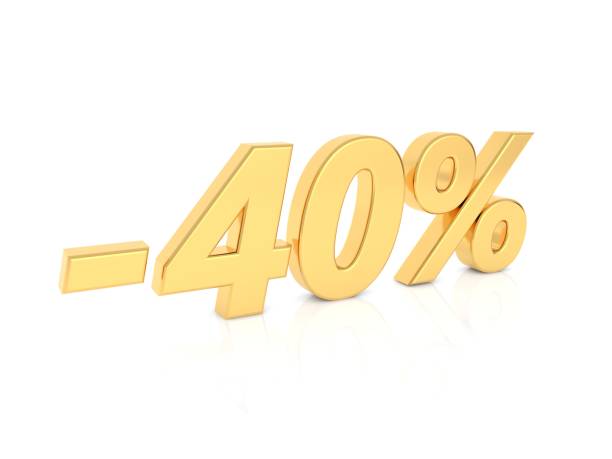 istock Discount - 40 percent gold numbers on a white background. 1136469484