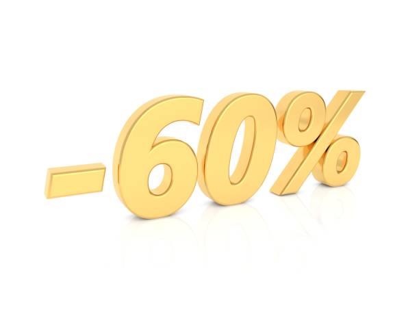 istock Discount - 60 percent gold numbers on a white background. 1136469486