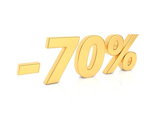 istock Discount - 70 percent gold numbers on a white background. 1136469492