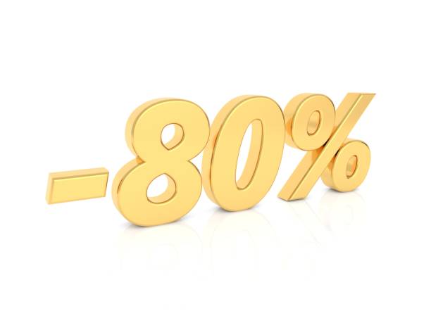 istock Discount - 80 percent gold numbers on a white background. 1136470005