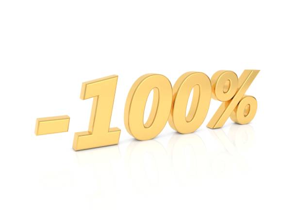 istock Discount - 100 percent gold numbers on a white background. 1136470006