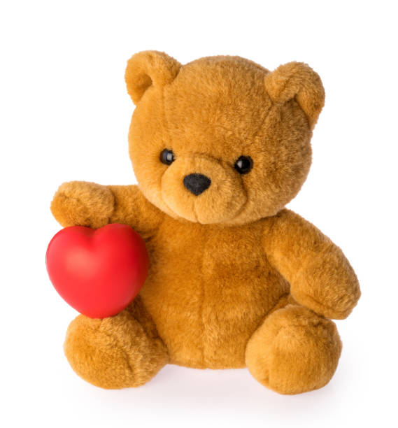 istock Teddy bear with heart love concept on white background clipping path 1136470124
