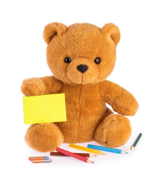 istock Teddy bear. child drawing concept isolated white background 1136470150
