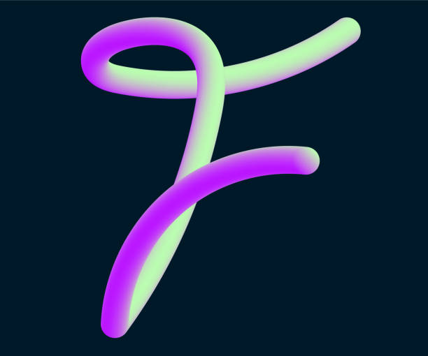 istock 3D Vector tube of the letter F. Calligraphy vector illustration. 1136471890