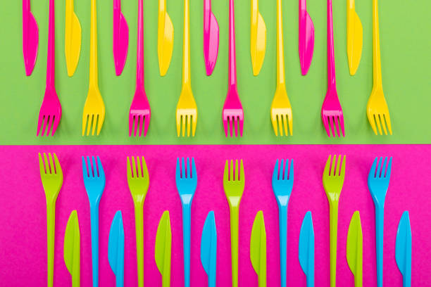 istock Many color plastic cutlers on a bright background 1136477037