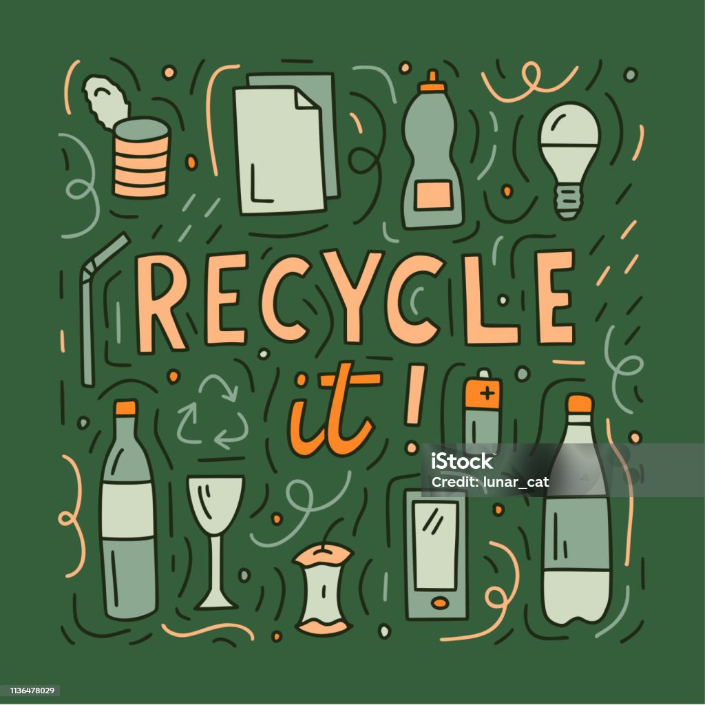 Recyclable Lettering Recycle Hand Drawn Concept Stock Illustration - Download Image Now ...