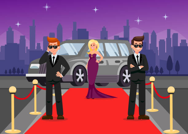 istock Bodyguards and Female Celebrity Cartoon Characters 1136478559