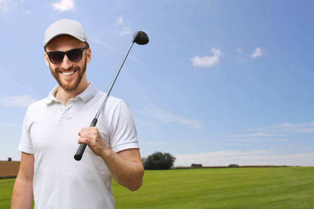 istock Golfer with golf club 1136482747