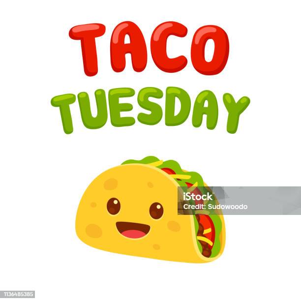 Disegno Cartone Animato Taco Tuesday - Immagini vettoriali stock e altre immagini di Taco - Taco, Martedì, Illustrazione