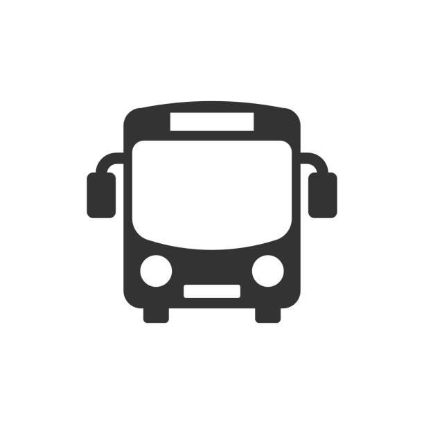 ilustraciones, imágenes clip art, dibujos animados e iconos de stock de icono de autobús escolar en estilo plano. ilustración vectorial autobus sobre fondo blanco aislado. concepto de negocio de transporte de autocares. - camioneta