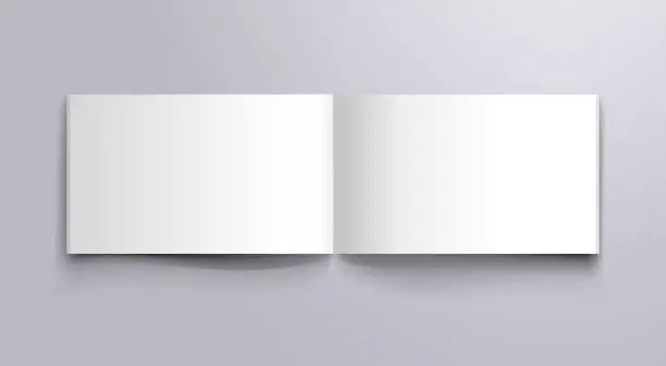 Vector illustration of wide book open pages mockup