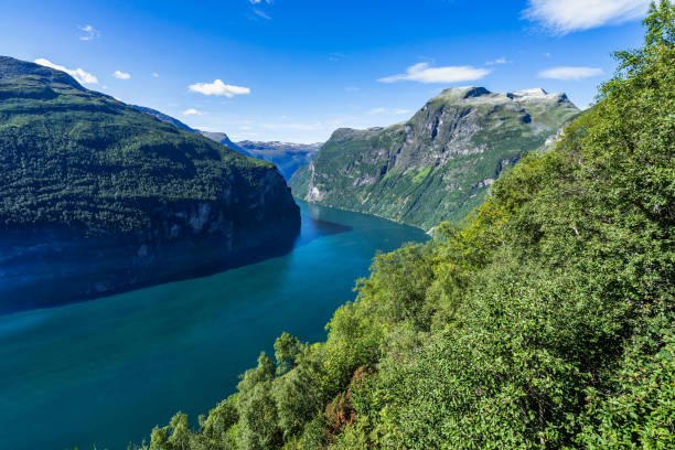 istock Eagle Bend at Geirangerfjord in a sunny day viewed form Eagle Road viewpoint (Ornevegen), Sunnmore, More og Romsdal, Norway 1136488696