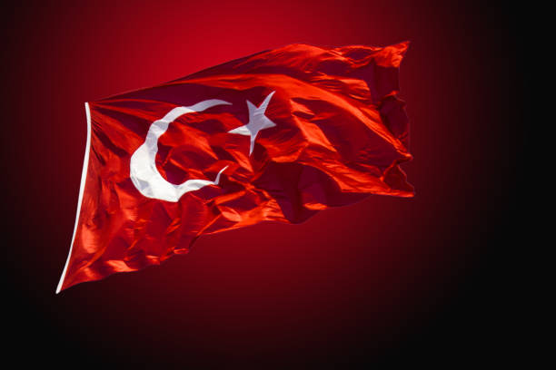 istock Turkish national flag with white star and moon in view 1136495612