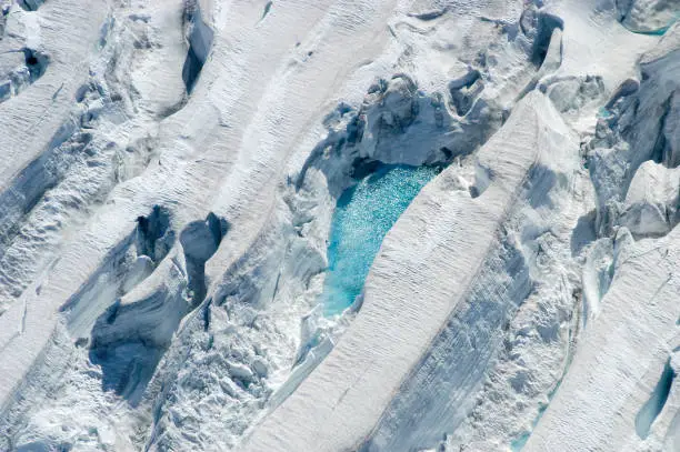 Aerial view of glaciers in Denali National Park, Alaska