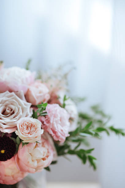 istock Spring bouquet of mixed flowers on vintage 1136496911