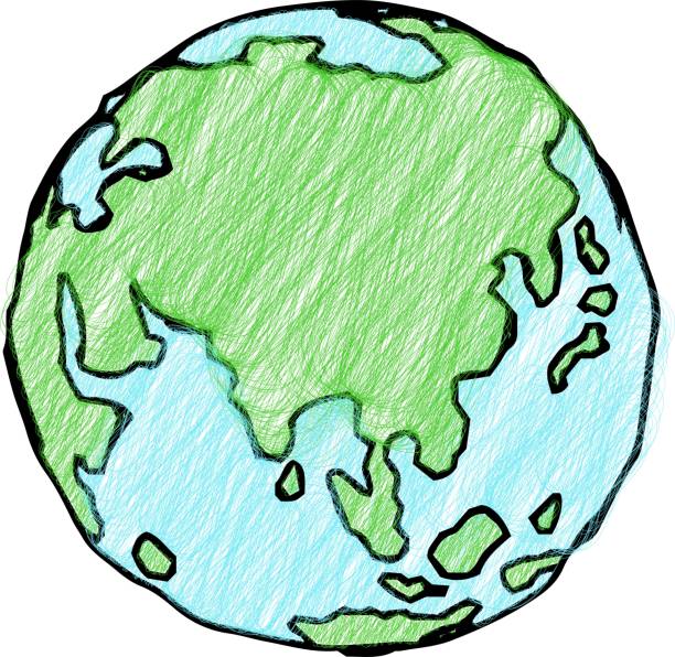 istock Picture book style Rough sketch of the earth 1136497048