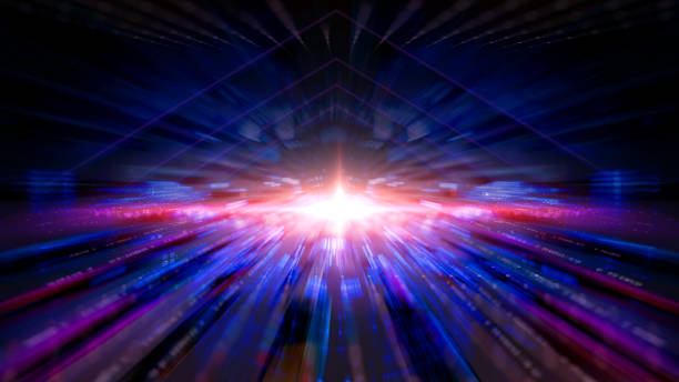 istock Data transmission channel. Transferring of big data. Motion of digital data flow. 1136499671