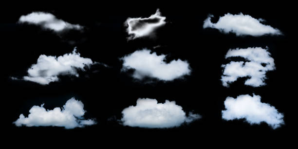 istock Set of isolated clouds over black 1136501847