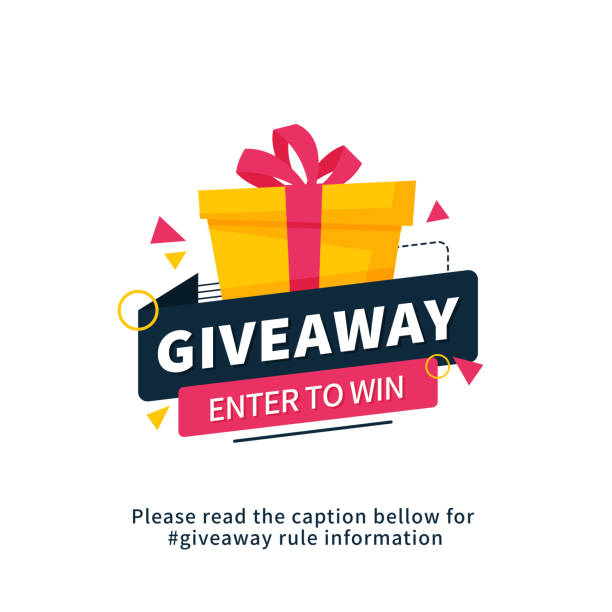 Giveaway enter to win poster template design for social media post or website banner. Gift box vector illustration with modern typography text style. Giveaway enter to win poster template design for social media post or website banner. Gift box vector illustration with modern typography text style. incentive stock illustrations