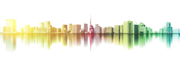 istock urban city skyline with reflection in Tokyo, Japan 1136508761