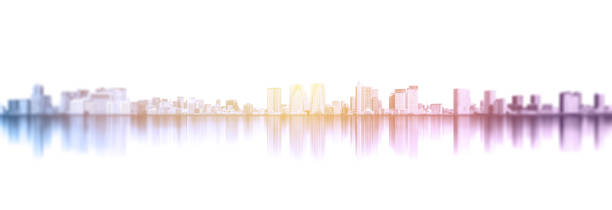 istock urban city skyline with reflection in Tokyo, Japan 1136509355