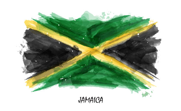 istock Realistic watercolor painting flag of Jamaica . Vector . ( Not auto trace . Use watercolour brush ) 1136511420