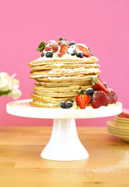 istock Shrove Pancake Tuesday stack of pancakes cake. 1136511471