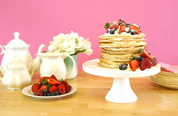 istock Shrove Pancake Tuesday stack of pancakes cake. 1136513273