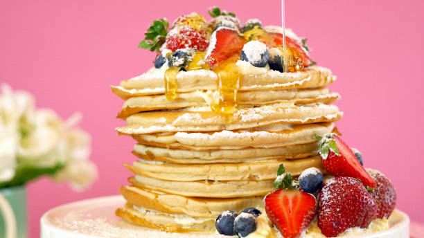 istock Shrove Pancake Tuesday stack of pancakes cake. 1136513303