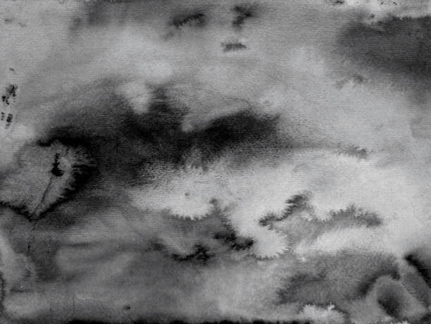 istock Black watercolor abstract ocean on white 1136514642