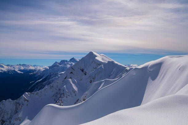 Beautiful mountains far and near. View from above. Various snow crossings