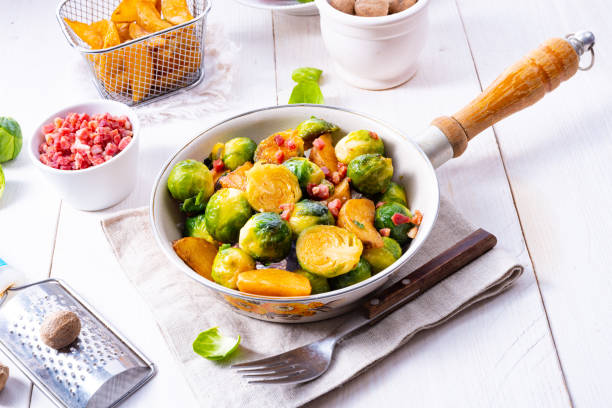 istock Roasted Brussels sprouts with honey and sesame from the oven 1136515397
