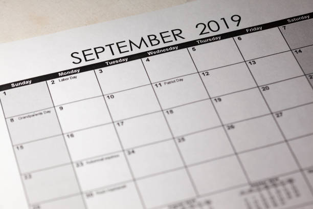 istock Labor day in selective focus on the simple September 2019 calendar. 1136515538