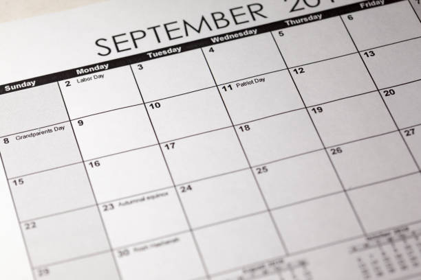istock Patriot day in selective focus on the simple September 2019 calendar. 1136515543