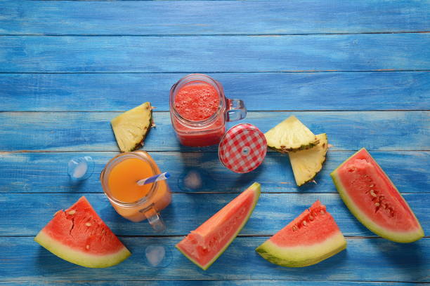 istock Fresh watermelon and pineapple cocktails 1136515733