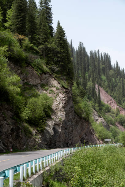 istock Roads in the mountains and trees in the background 1136519903