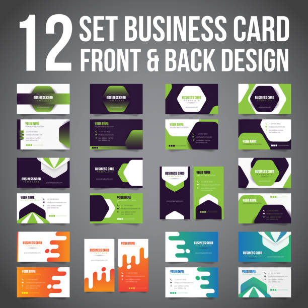 12 Set of Business Card Simple Minimalis. Vector Template. vector art illustration