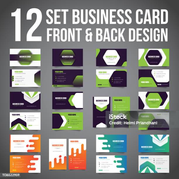 12 Set Of Business Card Simple Minimalis Vector Template Stock Illustration - Download Image Now