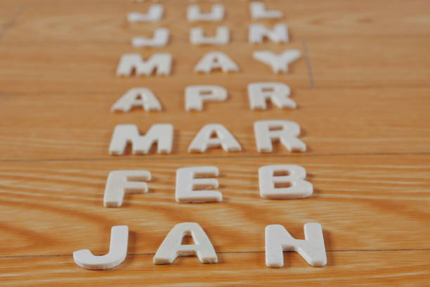 istock Wooden text From January to December on wood table. 1136524809